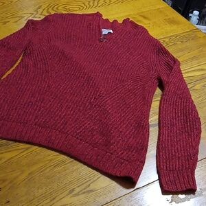 CHRISTOPHER & BANKS  Women Sweater XL RED BLACK Preowned Long Sleeves Used Warm